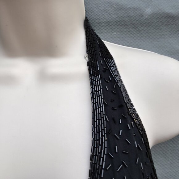 Vintage Niteline by Della Roufogali Black Gold Beaded Fringe Cocktail Dress - Picture 6 of 12